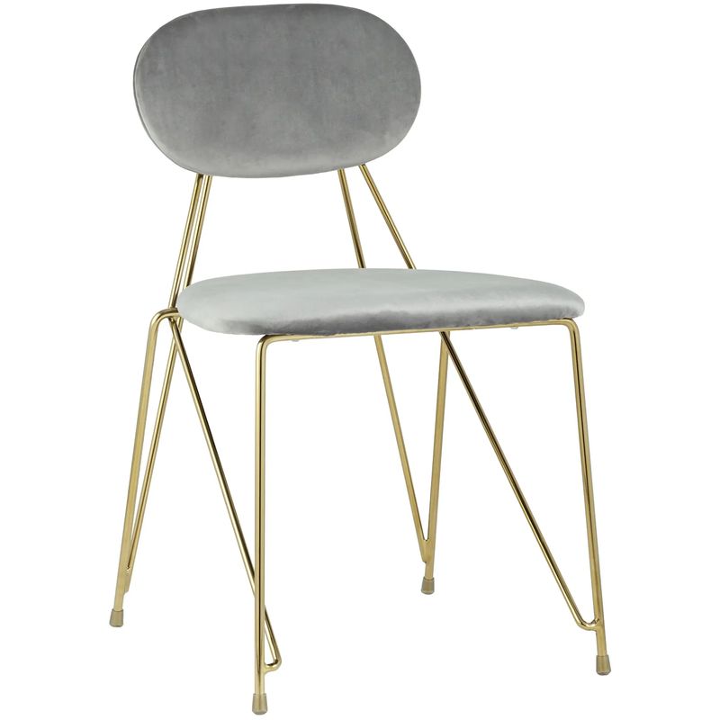 Стул Alice Chair Светло-Серый Велюр Серый Золотой Стул Alice Chair Светло-Серый Велюр Серый Золотой в Кирове | Loft Concept
