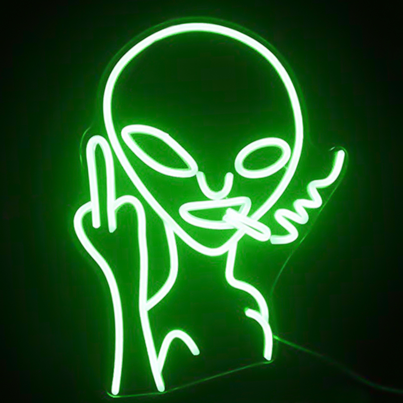 Неоновая настенная лампа Alien Neon Wall Lamp Зеленый Белый Неоновая настенная лампа Alien Neon Wall Lamp Зеленый Белый в Кирове | Loft Concept