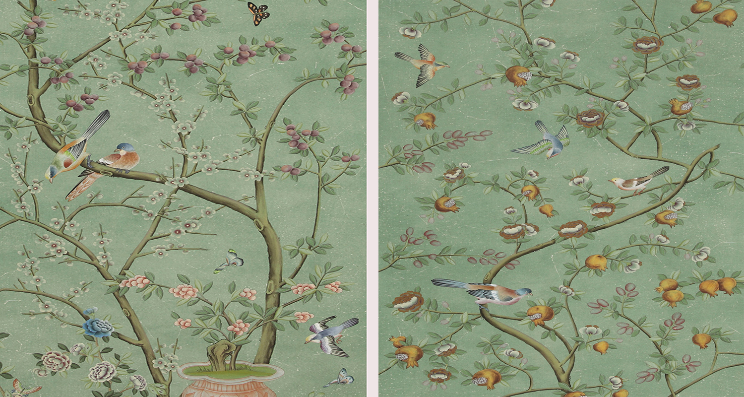 Обои ручная роспись Jardinieres & Citrus Trees Edo Turquoise - фото №1