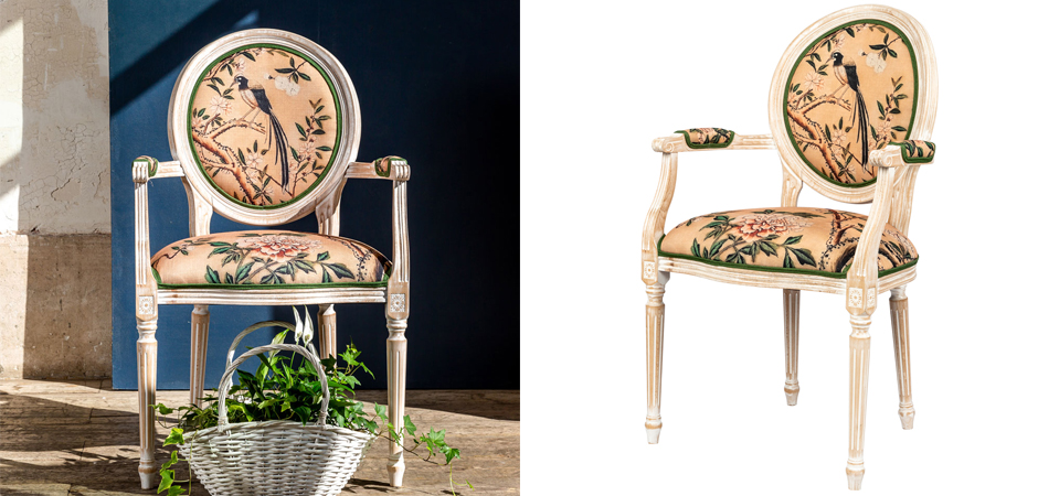 Стул с подлокотниками Beige and Green Chinoiserie Chair Стул с подлокотниками Beige and Green Chinoiserie Chair - Loft-Concept в Кирове