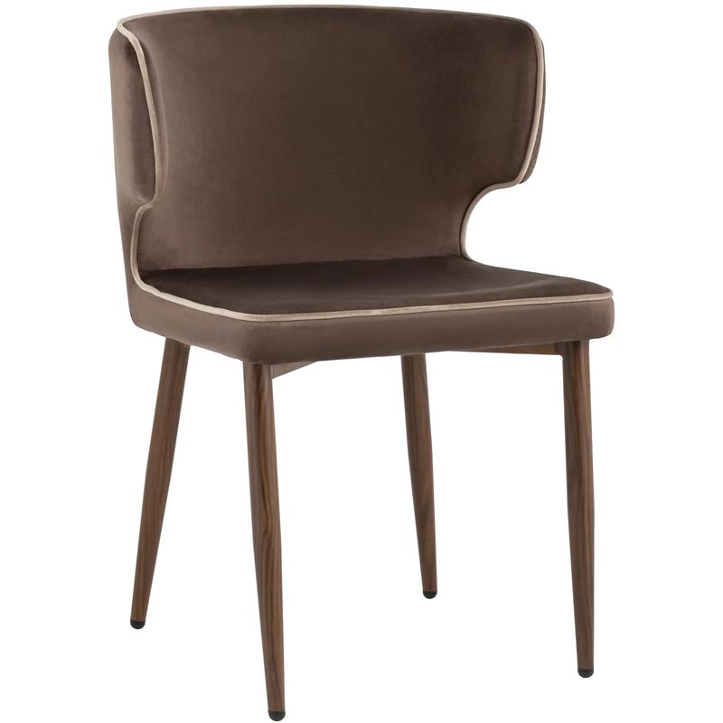Стул Mateo Chair Коричневый Велюр с Белым Кантом Коричневый Стул Mateo Chair Коричневый Велюр с Белым Кантом Коричневый в Кирове | Loft Concept