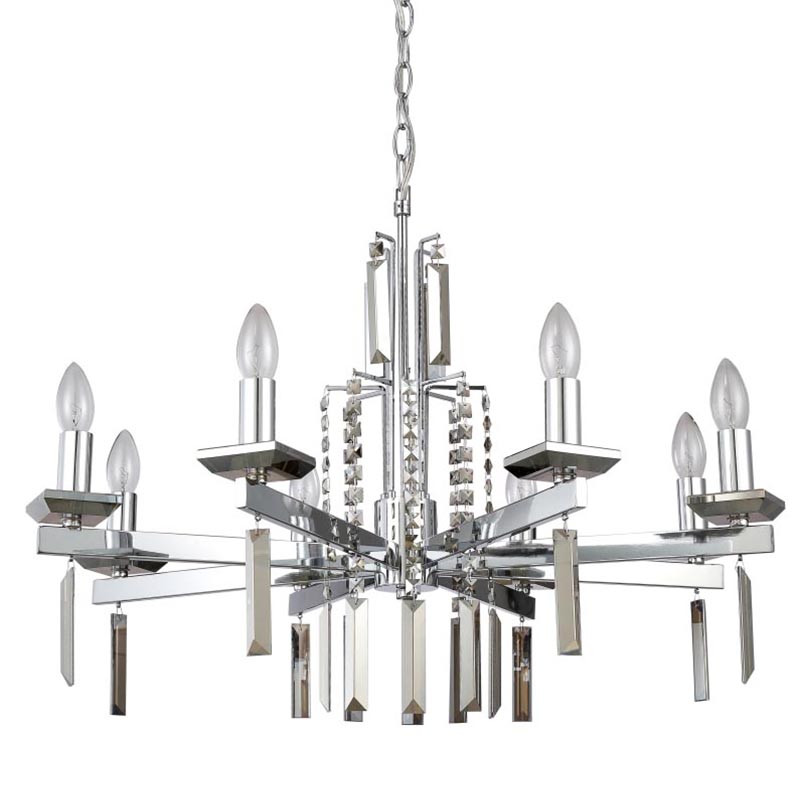 Люстра Vivien Crystal Chrome Chandelier 8 Хром Серый Люстра Vivien Crystal Chrome Chandelier 8 Хром Серый в Кирове | Loft Concept