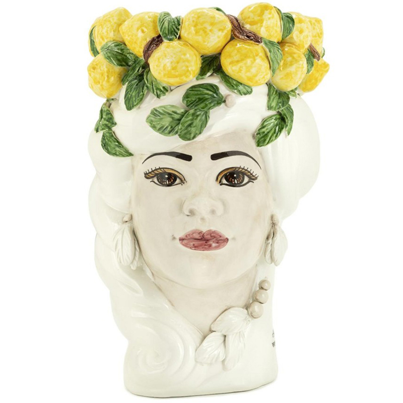 Ваза Vase Lemon Head Lady White Белый Желтый Зеленый Ваза Vase Lemon Head Lady White Белый Желтый Зеленый в Кирове | Loft Concept