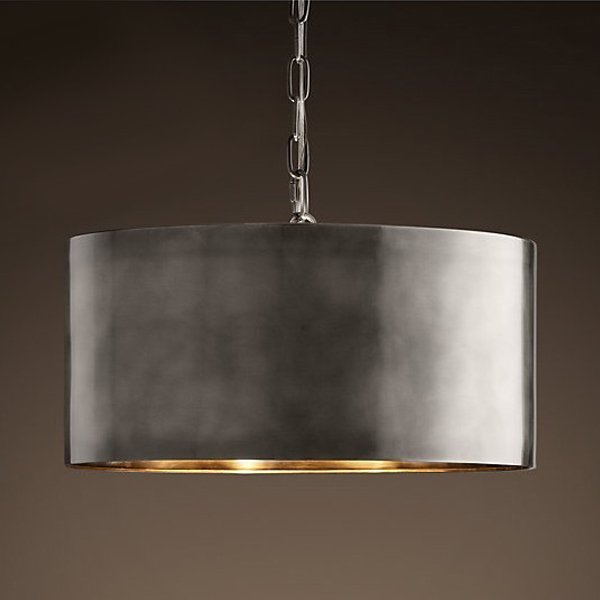 Подвесной светильник RH Antiqued Metal Drum Pendant lamp Серебряный Бронза Подвесной светильник RH Antiqued Metal Drum Pendant lamp Серебряный Бронза в Кирове | Loft Concept