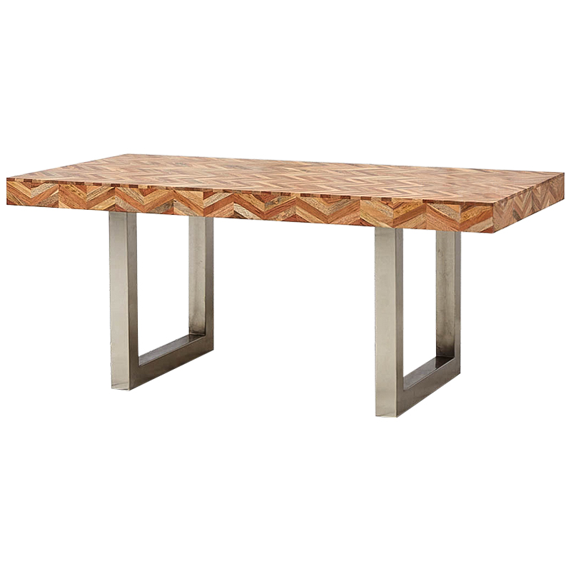 Обеденный стол Chevron Dining Table Древесина Коричневый Хром Обеденный стол Chevron Dining Table Древесина Коричневый Хром в Кирове | Loft Concept