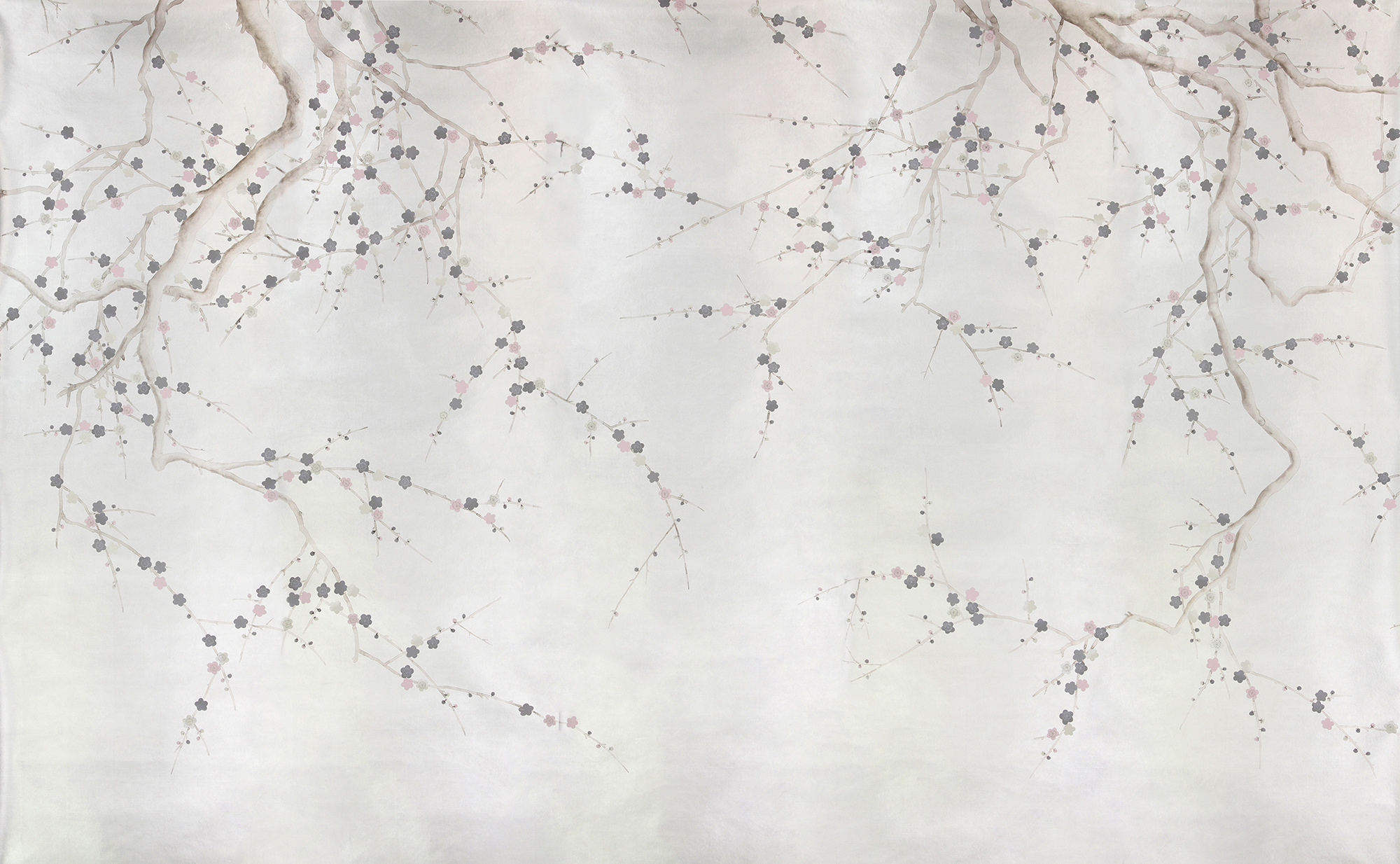 Обои ручная роспись Plum Blossom Colourway SC-233 on Sterling Silver gilded silk Обои ручная роспись Plum Blossom Colourway SC-233 on Sterling Silver gilded silk - постер Loft-Concept в Кирове