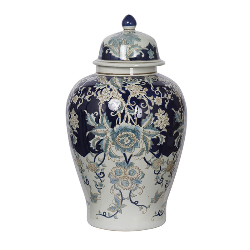 Ваза с крышкой Blue & White Ornament Vase 59 Белый Синий Ваза с крышкой Blue & White Ornament Vase 59 Белый Синий в Кирове | Loft Concept