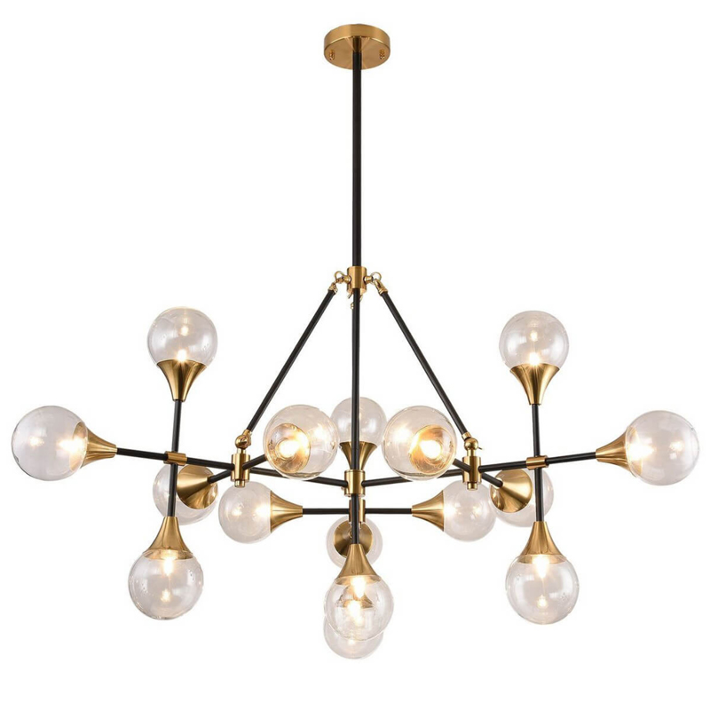 Люстра Baton Chandelier 16 Черный Прозрачное Стекло Латунь Люстра Baton Chandelier 16 Черный Прозрачное Стекло Латунь в Кирове | Loft Concept