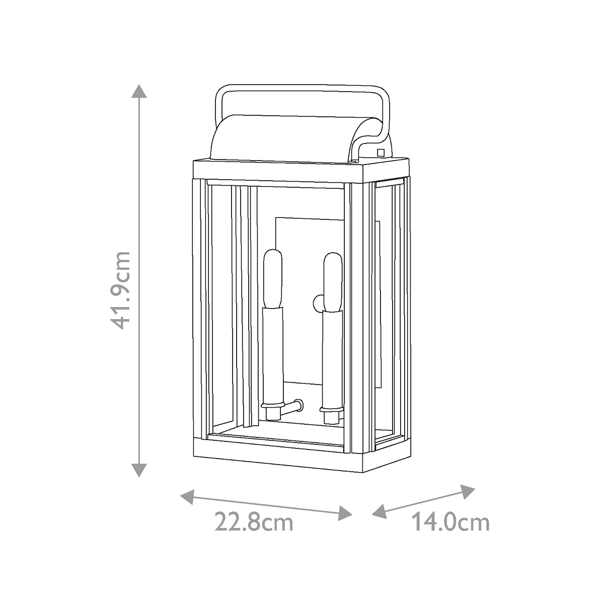 Настенный фонарь прямоугольной формы цвета состаренная латунь с двумя лампами Hinkley в Кирове