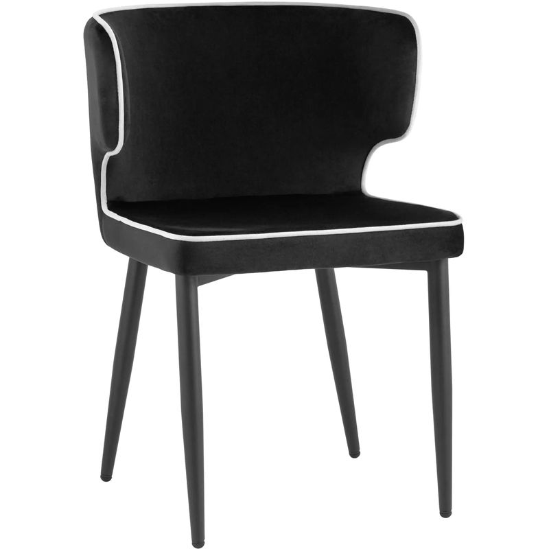 Стул Mateo Chair Черный Велюр с Белым кантом Черный Белый Стул Mateo Chair Черный Велюр с Белым кантом Черный Белый в Кирове | Loft Concept