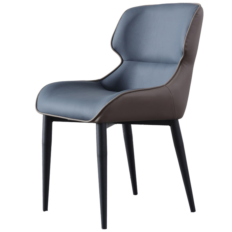Стул с кожаной двухцветной обивкой Obrien Chair Blue and Grey Синий Серый Черный Стул с кожаной двухцветной обивкой Obrien Chair Blue and Grey Синий Серый Черный в Кирове | Loft Concept