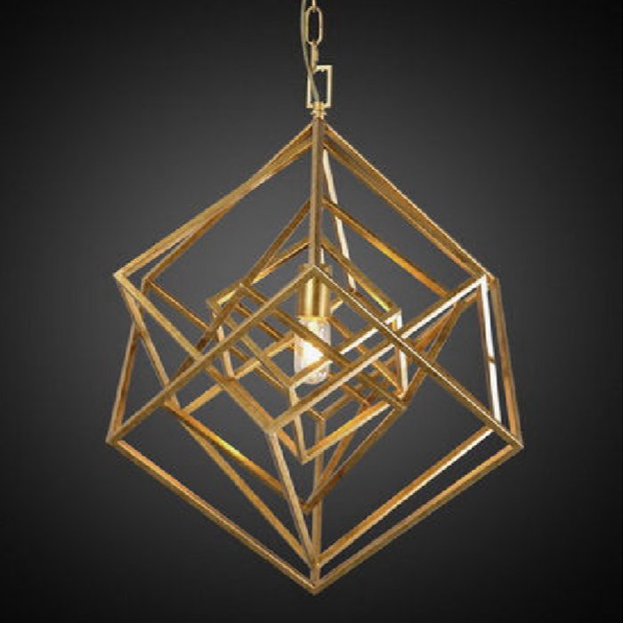Подвесной светильник CUBIST Chandelier Gold 1 bulbs Золотой Подвесной светильник CUBIST Chandelier Gold 1 bulbs Золотой в Кирове | Loft Concept