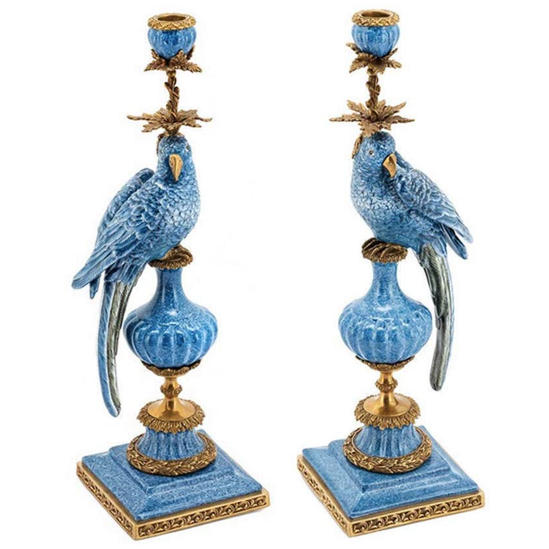 Подсвечник Abhika Candlen Parrot Atlantide Белый Синий Бронза Подсвечник Abhika Candlen Parrot Atlantide Белый Синий Бронза в Кирове | Loft Concept