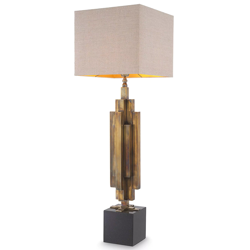Настольная лампа Eichholtz Table Lamp Ellis Brass Черный Винтажная латунь Бежево-серый Настольная лампа Eichholtz Table Lamp Ellis Brass Черный Винтажная латунь Бежево-серый в Кирове | Loft Concept