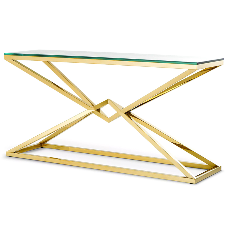 Консоль Eichholtz Console Table Connor L Прозрачное Стекло Глянцевое золото Консоль Eichholtz Console Table Connor L Прозрачное Стекло Глянцевое золото в Кирове | Loft Concept