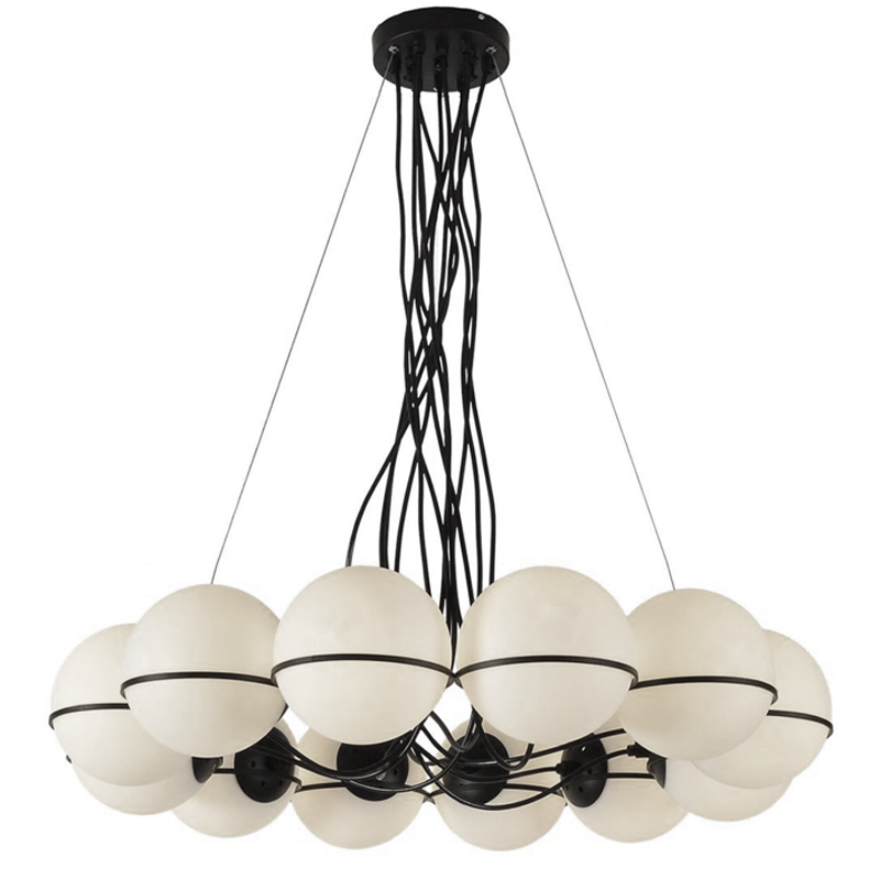 Люстра Gino Sarfatti Model 2109 12 Lamp Черный Прозрачный белый в Кирове | Loft Concept 