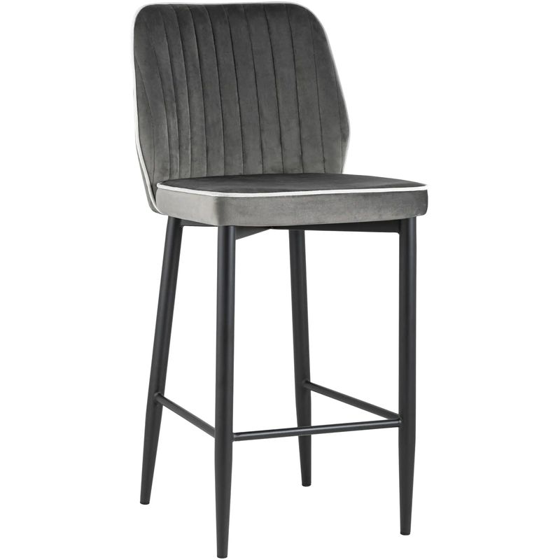 Стул Lawrence Chair Серый Велюр Белый кант Серый Белый Черный Стул Lawrence Chair Серый Велюр Белый кант Серый Белый Черный в Кирове | Loft Concept