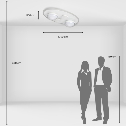 Потолочный светильник овальной формы белого цвета с 4-мя лампами Lunar Pebbles в Кирове