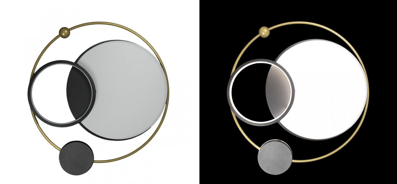 Потолочный светильник Black Saturn Three satellites D 55 - фото №2