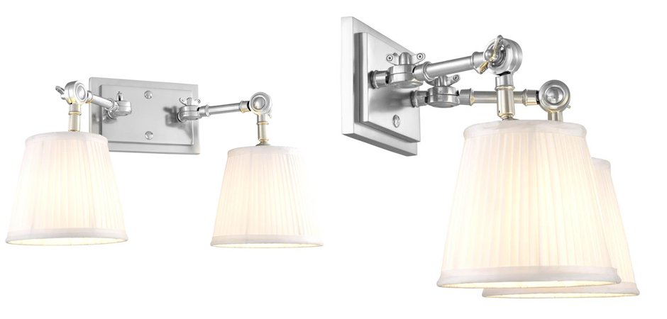 Бра Wall Lamp Wentworth Double Nickel+White Бра Wall Lamp Wentworth Double Nickel+White - Loft-Concept в Кирове