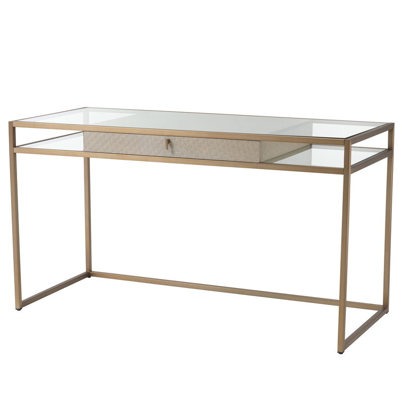 Рабочий стол Eichholtz Desk Napa Valley oak Матовая латунь Бежевый Прозрачный Рабочий стол Eichholtz Desk Napa Valley oak Матовая латунь Бежевый Прозрачный в Кирове | Loft Concept