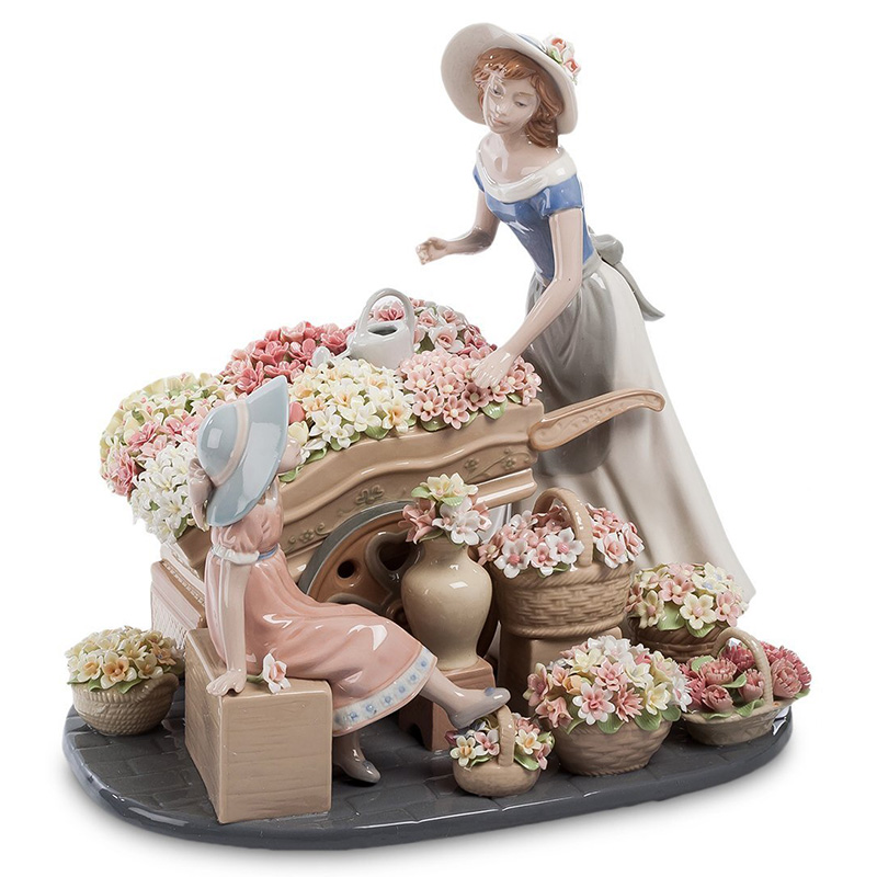 Статуэтка фарфоровая Девушка и маленькая девочка с цветами Charming Statuette Белый Розовый Серо-голубой Зеленый Бежевый Серый Статуэтка фарфоровая Девушка и маленькая девочка с цветами Charming Statuette Белый Розовый Серо-голубой Зеленый Бежевый Серый в Кирове | Loft Concept