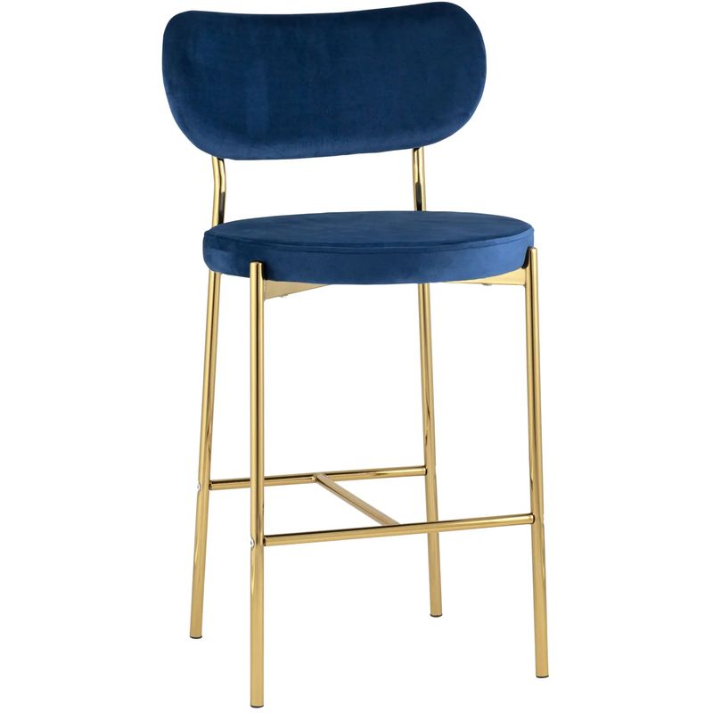 Барный Стул Alfie Chair Золотые ножки Синий Велюр Синий Золотой Барный Стул Alfie Chair Золотые ножки Синий Велюр Синий Золотой в Кирове | Loft Concept