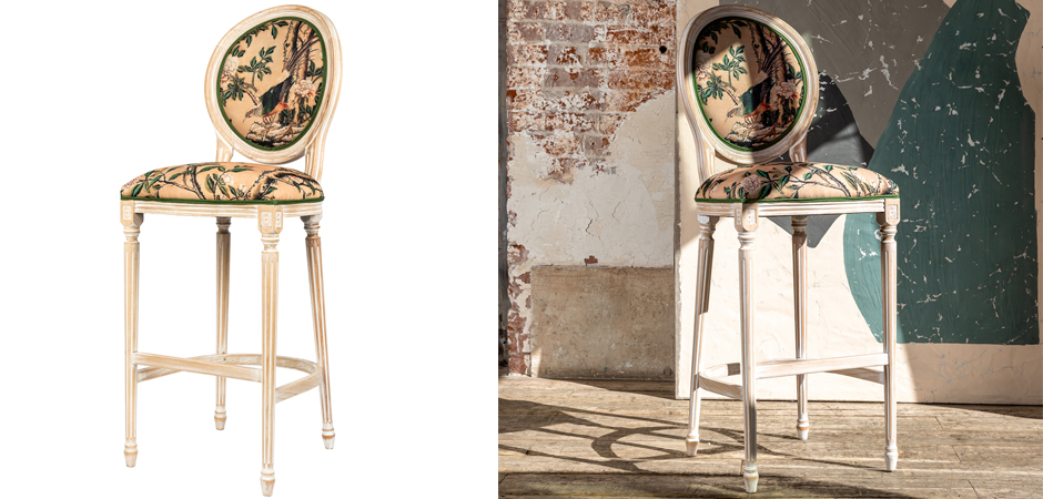 Барный стул Beige and Green Chinoiserie Bar Stool Барный стул Beige and Green Chinoiserie Bar Stool - Loft-Concept в Кирове