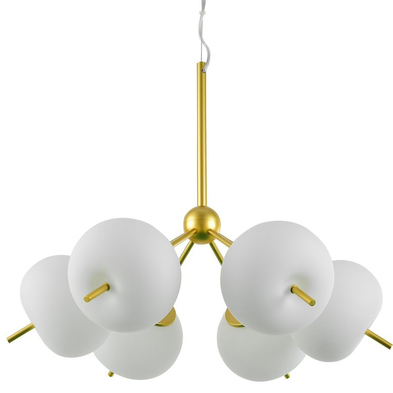 Люстра White ball brass Louise 6 Белое матовое стекло Латунь Люстра White ball brass Louise 6 Белое матовое стекло Латунь в Кирове | Loft Concept