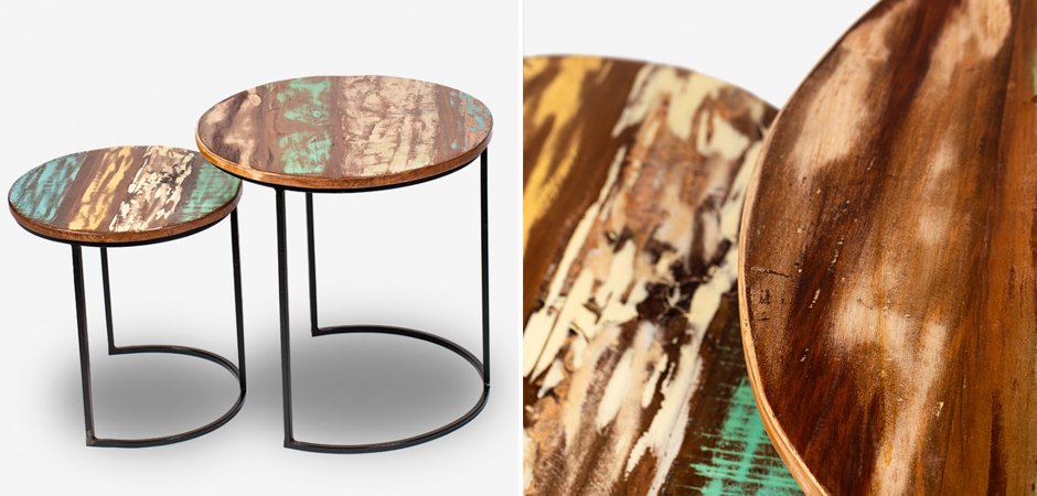 Набор приставных столиков Antique Wood Side Table Набор приставных столиков Antique Wood Side Table - Loft-Concept в Кирове