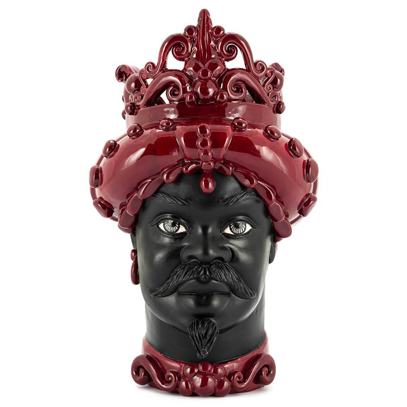 Ваза VASE MORO MAN MED. MAT H45 burgundy Черный Бургундский красный Ваза VASE MORO MAN MED. MAT H45 burgundy Черный Бургундский красный в Кирове | Loft Concept