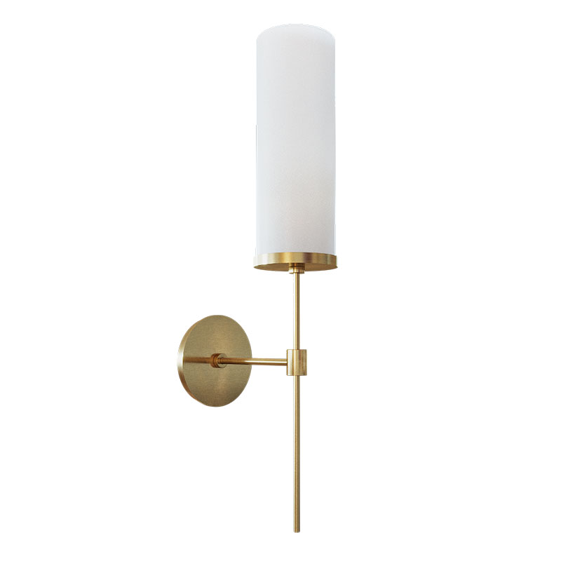 Бра Дизайнерское Elongated Candle Holder Стеклянный Плафон Латунь Белый Бра Дизайнерское Elongated Candle Holder Стеклянный Плафон Латунь Белый в Кирове | Loft Concept