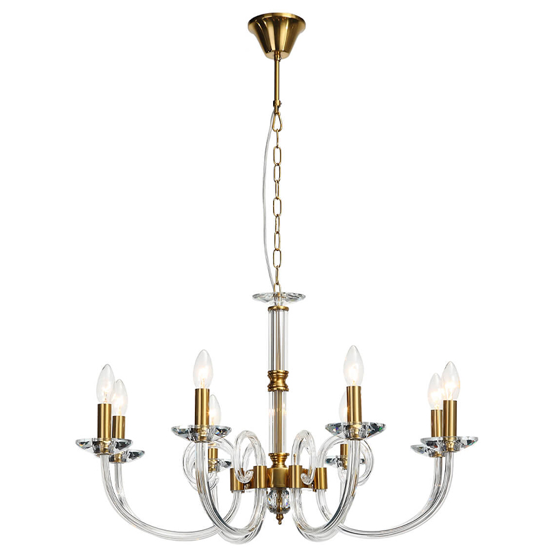 Люстра Twisted Glass Candles Chandelier Золотой Прозрачное Стекло Люстра Twisted Glass Candles Chandelier Золотой Прозрачное Стекло в Кирове | Loft Concept