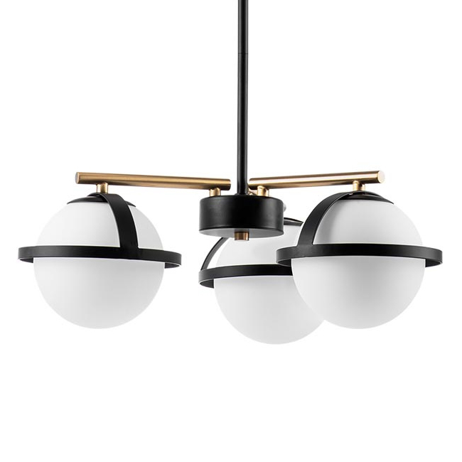 Люстра Balls in Cap Chandelier 3 Черный Белый Латунь Люстра Balls in Cap Chandelier 3 Черный Белый Латунь в Кирове | Loft Concept
