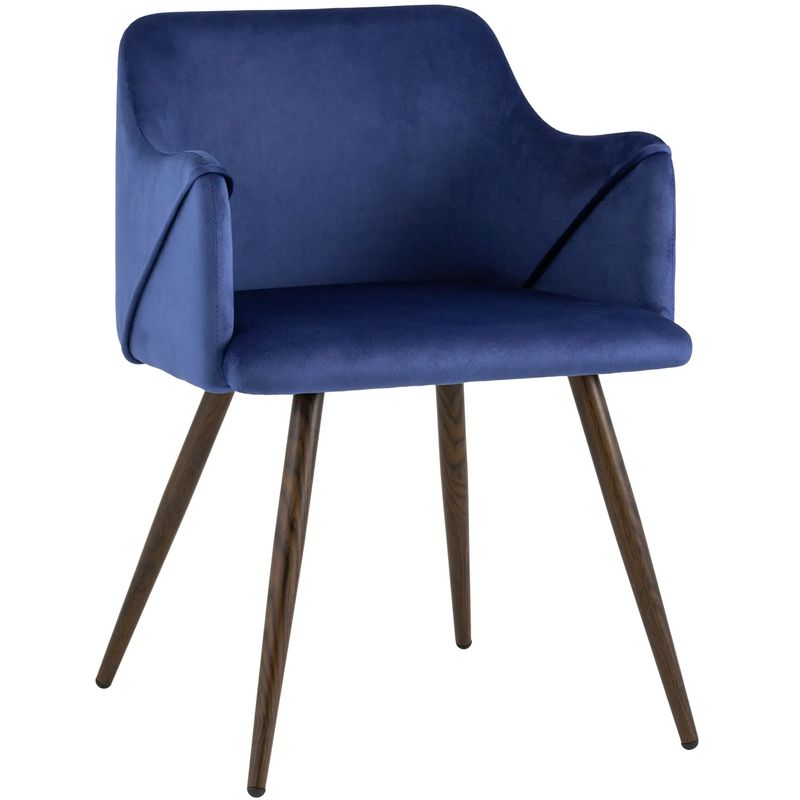 Стул Monarch Chair Синий Велюр Синий Коричневый Стул Monarch Chair Синий Велюр Синий Коричневый в Кирове | Loft Concept