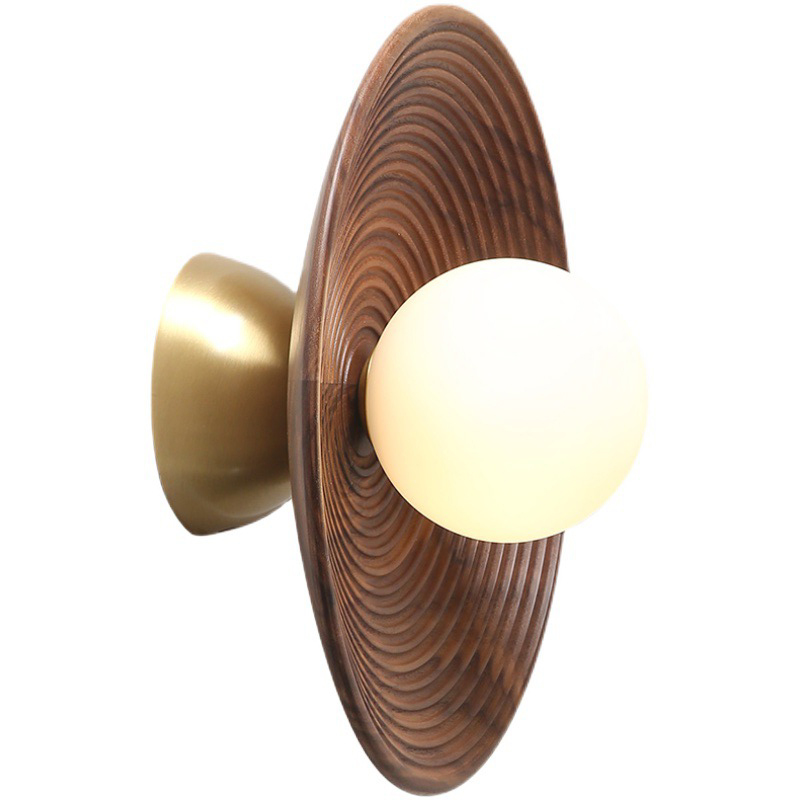 Бра Noya Wooden Wall Lamp Белый Коричневый Латунь сатинированная Бра Noya Wooden Wall Lamp Белый Коричневый Латунь сатинированная в Кирове | Loft Concept