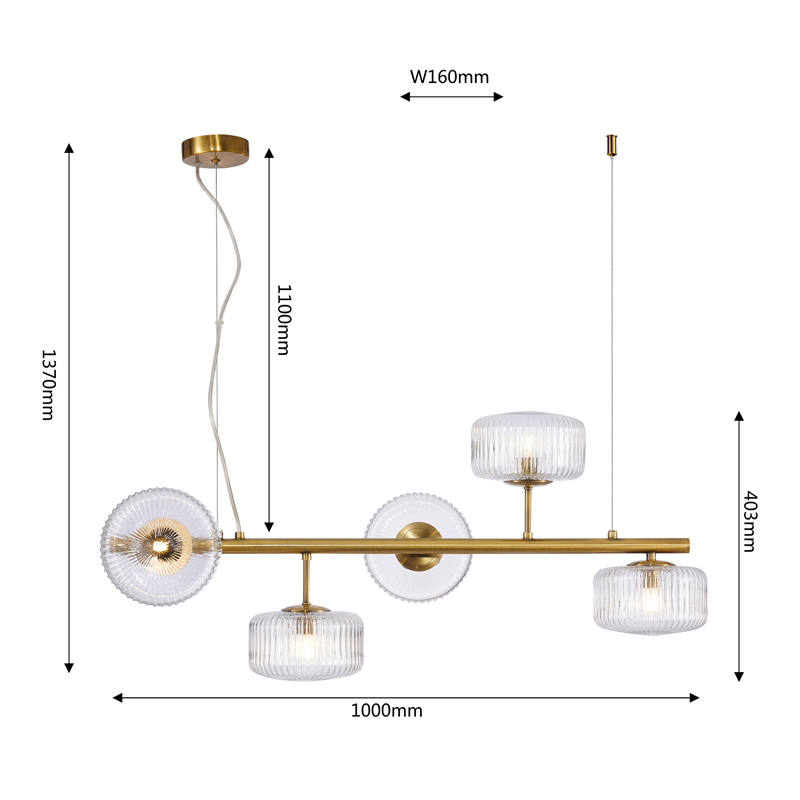 Люстра Blown Glass с прозрачными рельефными плафонами Люстра Blown Glass с прозрачными рельефными плафонами в Кирове