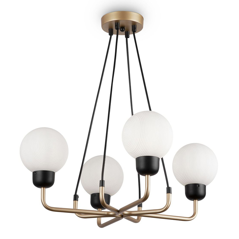 Люстра Andresa Chandelier 4 Balls Золотой Белое матовое стекло Люстра Andresa Chandelier 4 Balls Золотой Белое матовое стекло в Кирове | Loft Concept