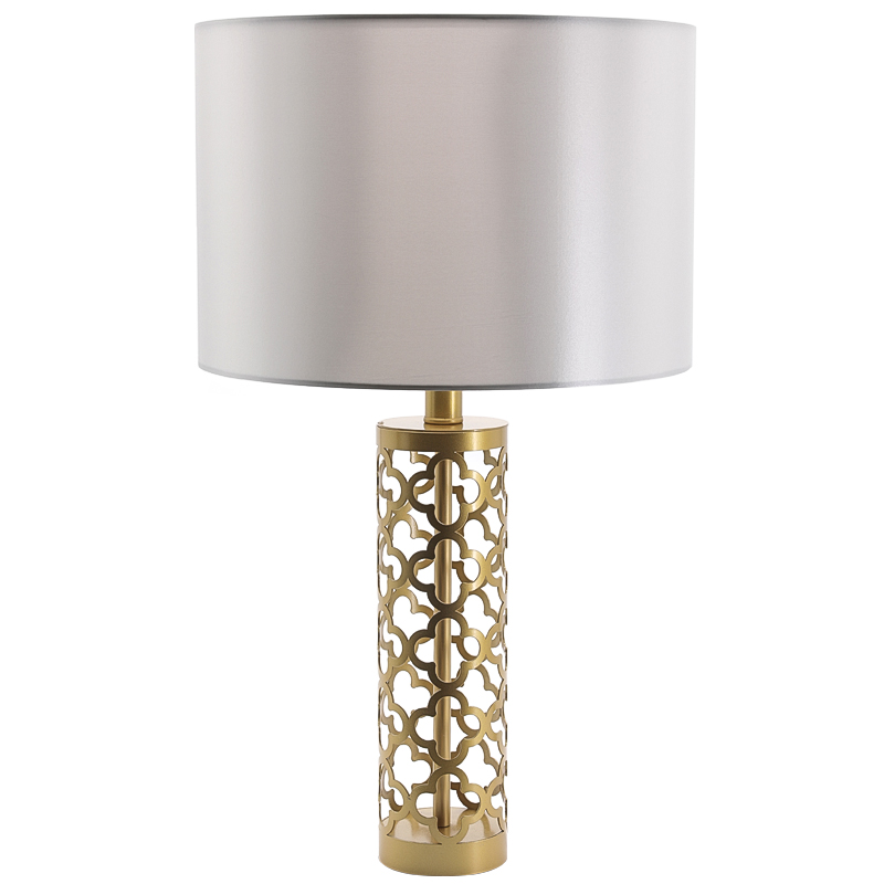 Настольная лампа Arabesque Quatrefoil Drum Table Lamp Золотой Серый Настольная лампа Arabesque Quatrefoil Drum Table Lamp Золотой Серый в Кирове | Loft Concept