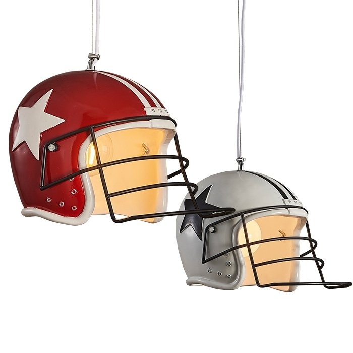 Подвесной светильник Sport Helmet Pendant Белый Красный в Кирове | Loft Concept 