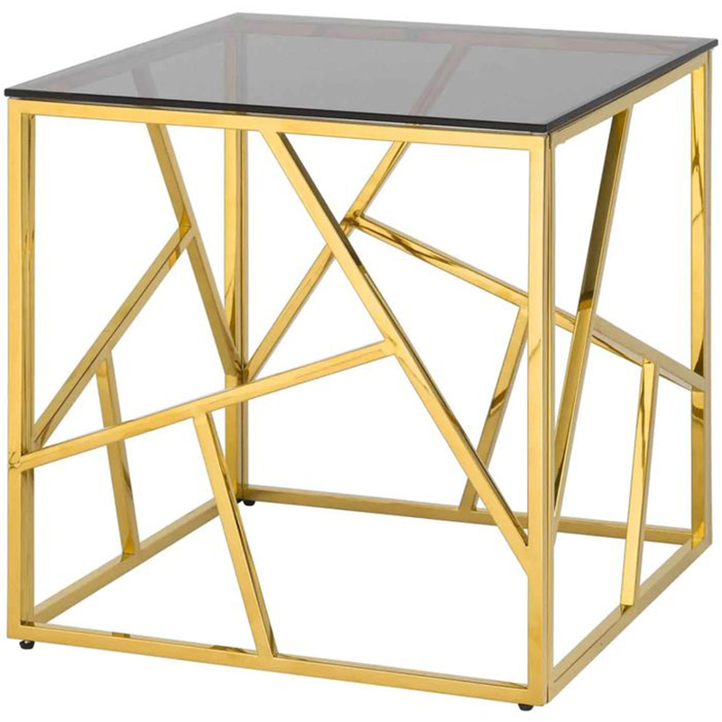 Стол приставной Geometry Serene Phoenix Gold Золотой Стекло Смок Стол приставной Geometry Serene Phoenix Gold Золотой Стекло Смок в Кирове | Loft Concept