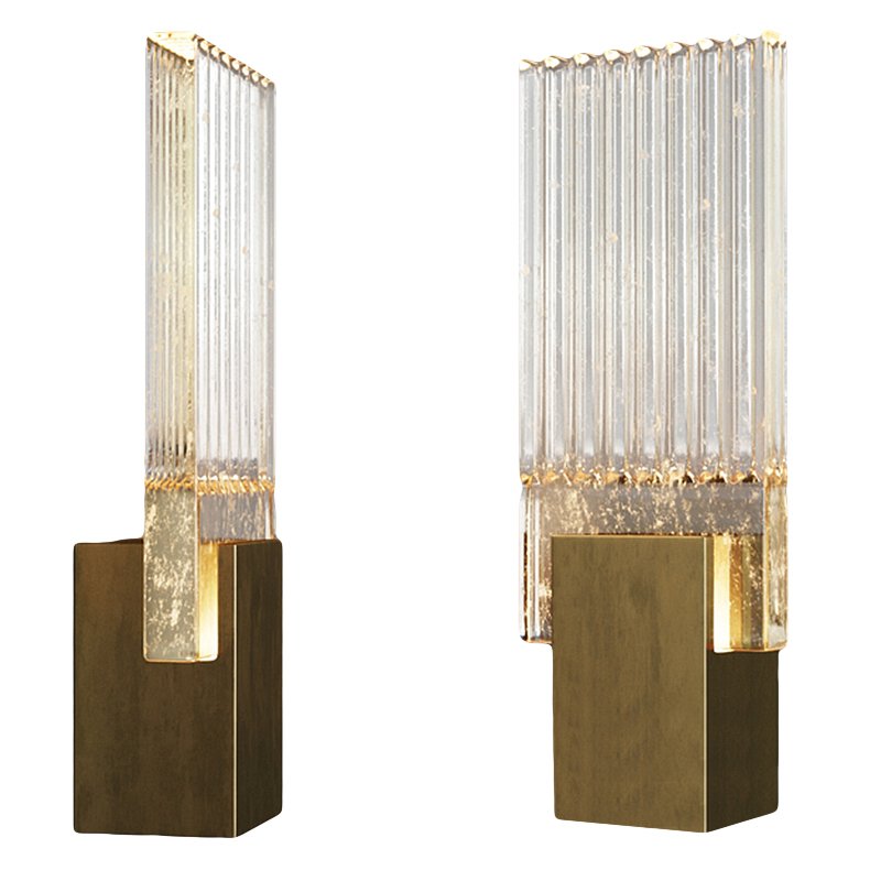 Бра PLEATED GLASS SCONCE Прозрачный (Transparent) Латунь Бра PLEATED GLASS SCONCE Прозрачный (Transparent) Латунь в Кирове | Loft Concept