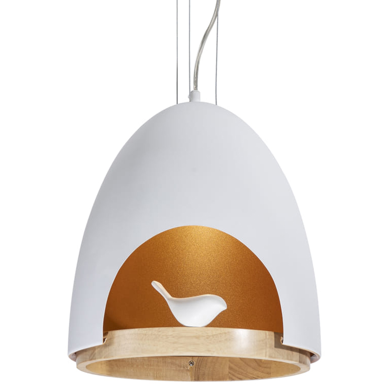Люстра белого цвета с деревянным обручем PROVENCE BIRD Белый Золотой Бежевый Люстра белого цвета с деревянным обручем PROVENCE BIRD Белый Золотой Бежевый в Кирове | Loft Concept