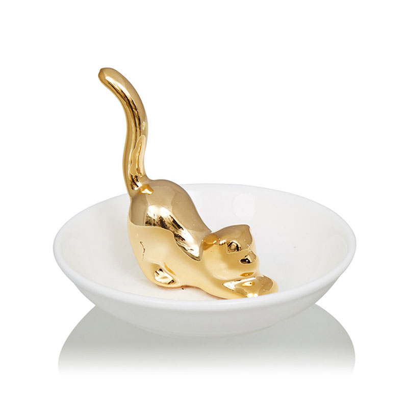 Блюдо Decorative Dish Cat Белый Глянцевое золото Блюдо Decorative Dish Cat Белый Глянцевое золото в Кирове | Loft Concept