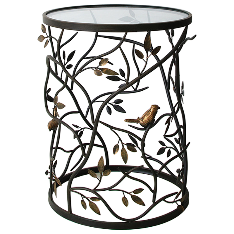 Приставной стол Ruairi Metal Leaves Side Table Черный Золотой Прозрачное Стекло Приставной стол Ruairi Metal Leaves Side Table Черный Золотой Прозрачное Стекло в Кирове | Loft Concept