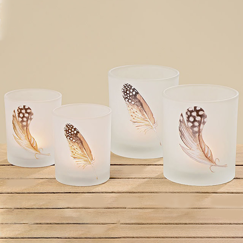 Набор из 2-х подсвечников Feather Candlestick Бежевый Коричневый Белое матовое стекло Набор из 2-х подсвечников Feather Candlestick Бежевый Коричневый Белое матовое стекло в Кирове | Loft Concept