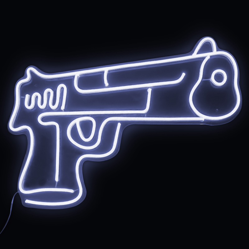 Неоновая настенная лампа Gun Neon Wall Lamp Белый Прозрачный Неоновая настенная лампа Gun Neon Wall Lamp Белый Прозрачный в Кирове | Loft Concept