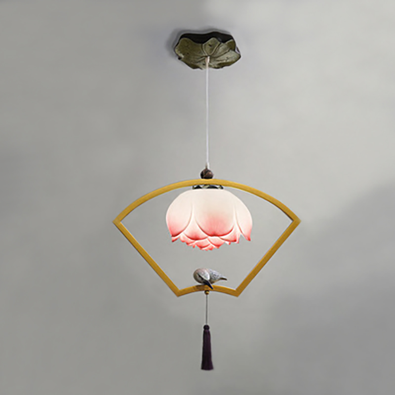 Подвесной светильник Bird with Tassel Fan Латунь Голубой Белый Розовый пастельный Подвесной светильник Bird with Tassel Fan Латунь Голубой Белый Розовый пастельный в Кирове | Loft Concept