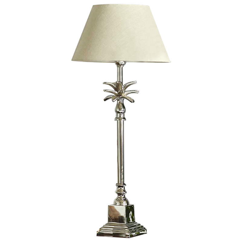 Настольная лампа с абажуром Palm Lampshade Table Lamp Хром Бежевый Настольная лампа с абажуром Palm Lampshade Table Lamp Хром Бежевый в Кирове | Loft Concept