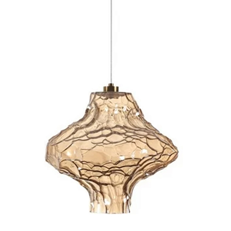 Подвесной светильник с плафоном из фактурного светло-янтарного стекла Light Ensemble Янтарный Бронза в Кирове | Loft Concept 
